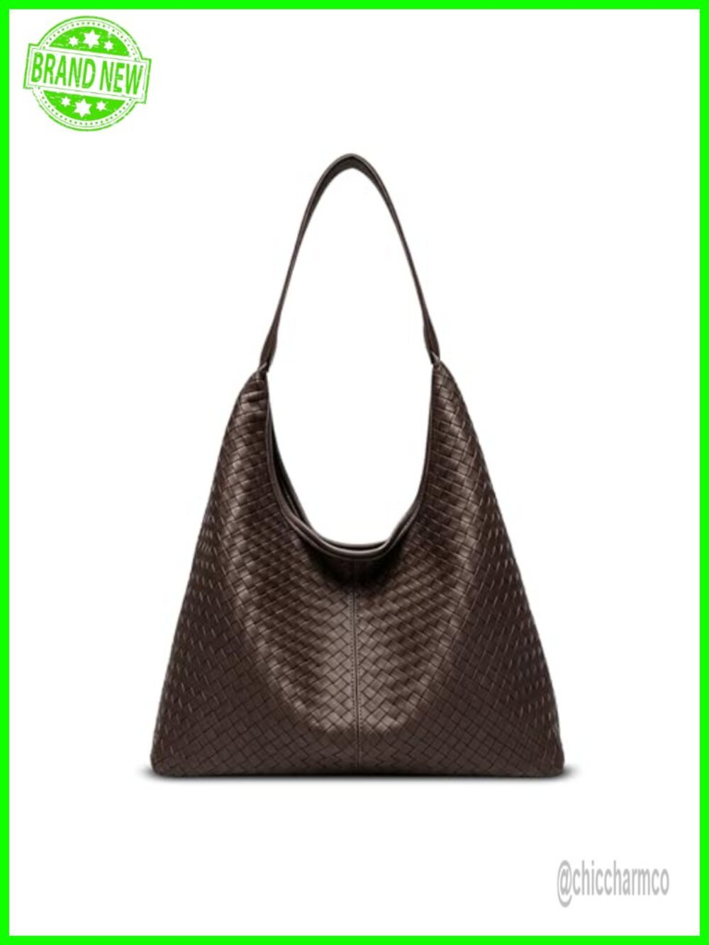 Vegan Leather Woven Hobo Tote Bag Large Slouchy Shoulder Purse